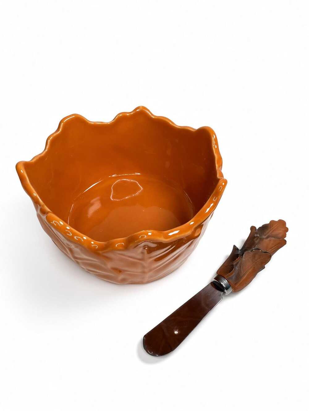 Boston Warehouse Into Autumn Dip Bowl and Spreader Set, New in Box, Leaf Design
